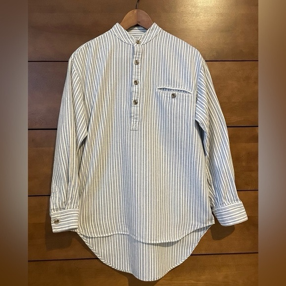 Blue and White Long Sleeve Striped Tee - Picture 2 of 5